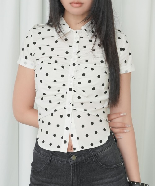 sedacle girl（セダクルガール）の「エポレットアソートシャツ（シャツ/ブラウス・レディース・ドット/ブラック/ダークブラウン・SMALL/MEDIUM）」の3枚目の写真