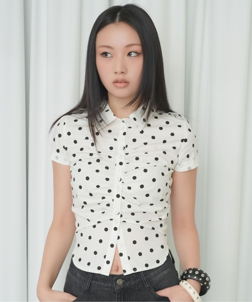 sedacle girl（セダクルガール）の「エポレットアソートシャツ（シャツ/ブラウス・レディース・ドット/ブラック/ダークブラウン・SMALL/MEDIUM）」の5枚目の写真