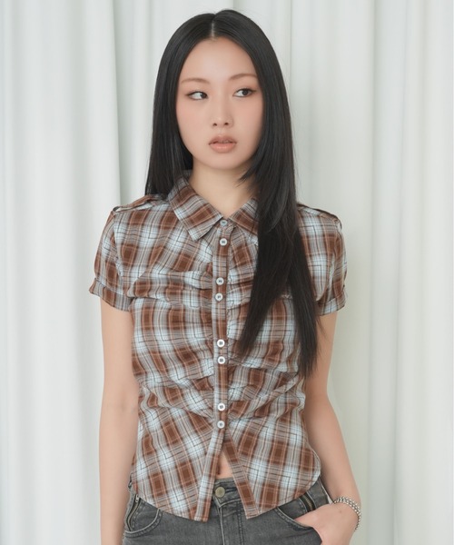 sedacle girl（セダクルガール）の「エポレットアソートシャツ（シャツ/ブラウス・レディース・ドット/ブラック/ダークブラウン・SMALL/MEDIUM）」の18枚目の写真