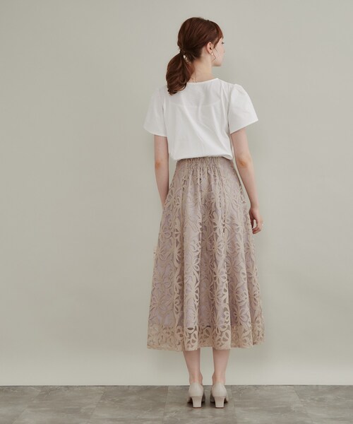 couture brooch(クチュールブローチ)の「【接触冷感・UVカット・洗える】リボン ロゴTシャツ(Tシャツ/カットソー・レディース・ワイン系1/ホワイト系3/ライトグレー系/ブラック系・42/40/38/36)」の5枚目の写真