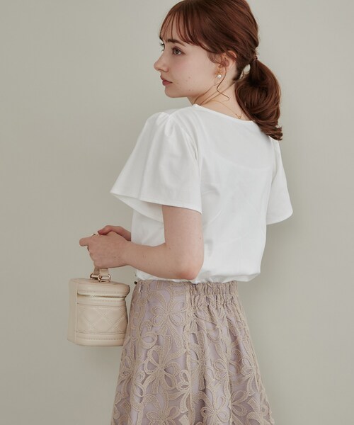 couture brooch(クチュールブローチ)の「【接触冷感・UVカット・洗える】リボン ロゴTシャツ(Tシャツ/カットソー・レディース・ワイン系1/ホワイト系3/ライトグレー系/ブラック系・42/40/38/36)」の21枚目の写真