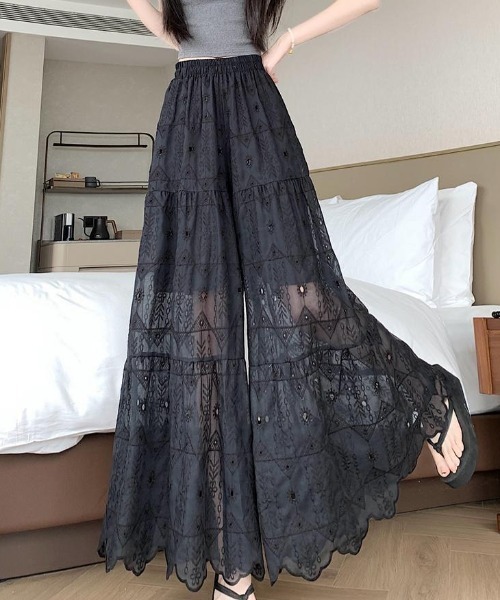 FAVORITO(ファヴォリート)の「ハイウエストワイドパンツ(その他パンツ・レディース・ベージュ/ブラック・F)」の2枚目の写真