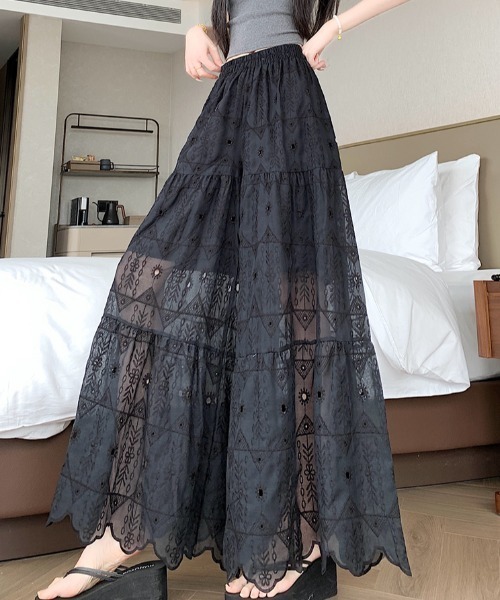 FAVORITO(ファヴォリート)の「ハイウエストワイドパンツ(その他パンツ・レディース・ベージュ/ブラック・F)」の5枚目の写真