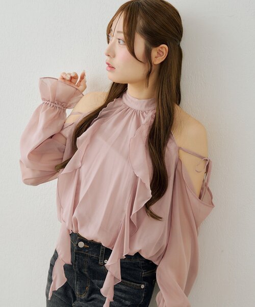 continuer de NICE CLAUP（コンティニューデナイスクラップ）の「ラッフルフリルアメスリブラウス（シャツ/ブラウス・レディース・ピンク/アイボリー/ブラック系その他/ブラウン系その他/チェック・FREE）」の20枚目の写真