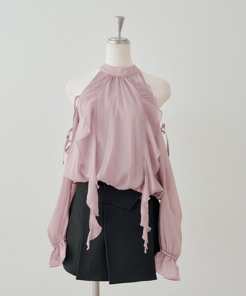 continuer de NICE CLAUP（コンティニューデナイスクラップ）の「ラッフルフリルアメスリブラウス（シャツ/ブラウス・レディース・ピンク/アイボリー/ブラック系その他/ブラウン系その他/チェック・FREE）」の22枚目の写真