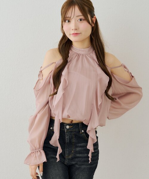 continuer de NICE CLAUP（コンティニューデナイスクラップ）の「ラッフルフリルアメスリブラウス（シャツ/ブラウス・レディース・ピンク/アイボリー/ブラック系その他/ブラウン系その他/チェック・FREE）」の19枚目の写真