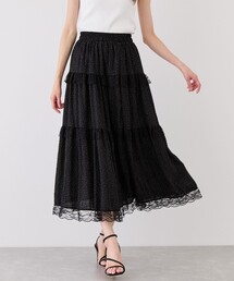 ドットシフォン切替ロングスカート