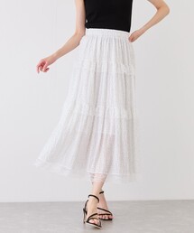 ドットシフォン切替ロングスカート