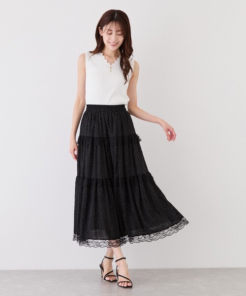 Jayro(ジャイロ)の「ドットシフォン切替ロングスカート(スカート・レディース・ブラック系その他/ホワイト系その他2・FREE)」の8枚目の写真