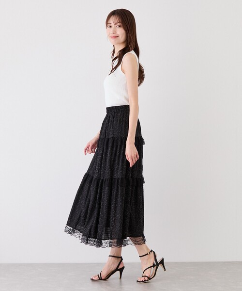 Jayro(ジャイロ)の「ドットシフォン切替ロングスカート(スカート・レディース・ブラック系その他/ホワイト系その他2・FREE)」の9枚目の写真