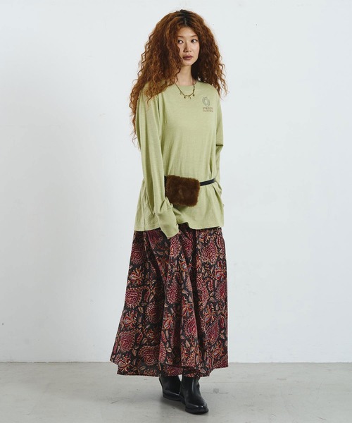 ROSE BUD（ローズバッド）の「mag.by c/LOGO L/S TEE（Tシャツ/カットソー・レディース・カーキ/ホワイト・ONE SIZE）」の6枚目の写真