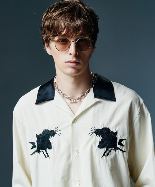 glamb(グラム)の「Ska Bowling Shirt / スカボウリングシャツ(シャツ/ブラウス・メンズ・ホワイト/ブラック/ワイン・M/L/S)」の8枚目の写真