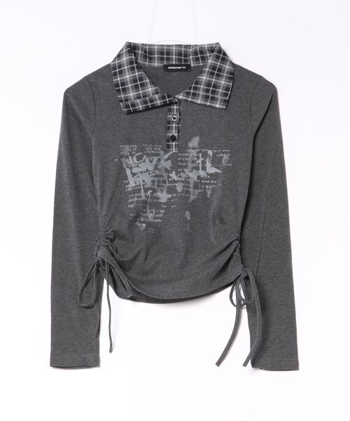 dispark(ディスパーク)の「DISPARK/【26年秋冬新作】チェックカラーデザイン Tシャツ(Tシャツ/カットソー・レディース・ホワイト/グレー・FREE)」の2枚目の写真