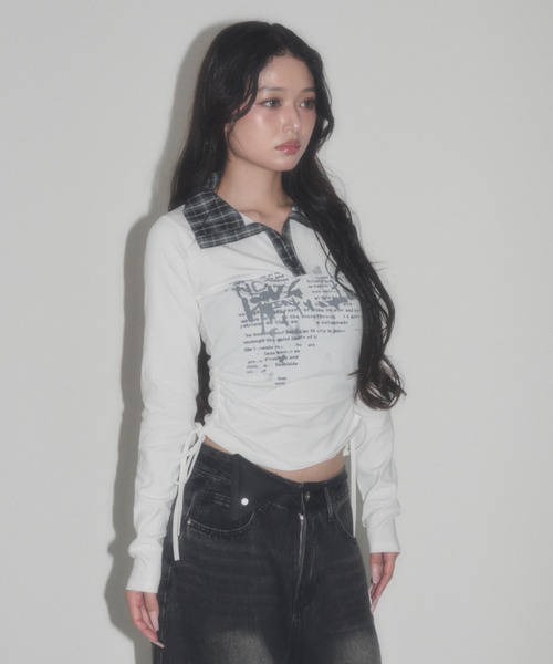 dispark(ディスパーク)の「DISPARK/【26年秋冬新作】チェックカラーデザイン Tシャツ(Tシャツ/カットソー・レディース・ホワイト/グレー・FREE)」の15枚目の写真