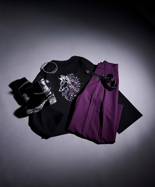Ellno Loset(エルノロゼット)の「ウルフローズ刺繍ロンT(Tシャツ/カットソー・メンズ・ブラック/オフホワイト・SMALL/MEDIUM/LARGE)」の18枚目の写真