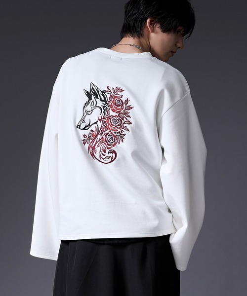 Ellno Loset(エルノロゼット)の「ウルフローズ刺繍ロンT(Tシャツ/カットソー・メンズ・ブラック/オフホワイト・SMALL/MEDIUM/LARGE)」の22枚目の写真