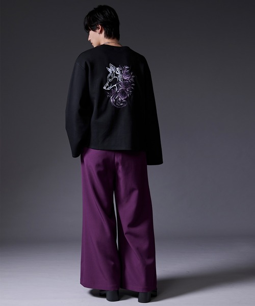 Ellno Loset(エルノロゼット)の「ウルフローズ刺繍ロンT(Tシャツ/カットソー・メンズ・ブラック/オフホワイト・SMALL/MEDIUM/LARGE)」の10枚目の写真