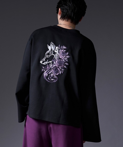 Ellno Loset(エルノロゼット)の「ウルフローズ刺繍ロンT(Tシャツ/カットソー・メンズ・ブラック/オフホワイト・SMALL/MEDIUM/LARGE)」の7枚目の写真