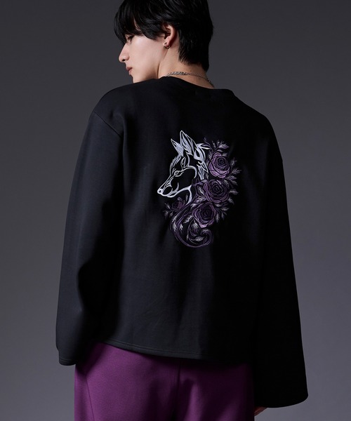 Ellno Loset(エルノロゼット)の「ウルフローズ刺繍ロンT(Tシャツ/カットソー・メンズ・ブラック/オフホワイト・SMALL/MEDIUM/LARGE)」の8枚目の写真