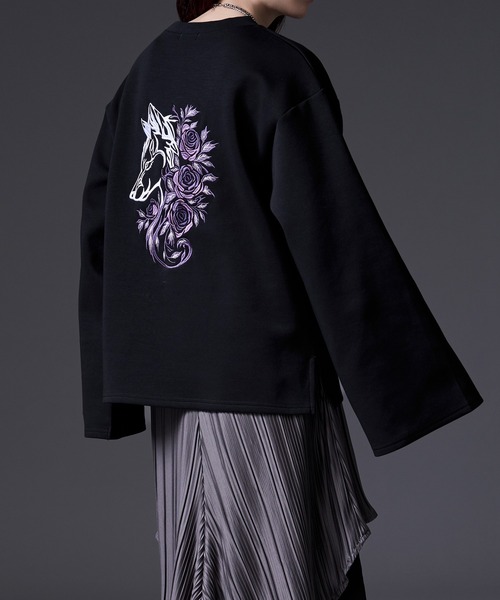 Ellno Loset(エルノロゼット)の「ウルフローズ刺繍ロンT(Tシャツ/カットソー・メンズ・ブラック/オフホワイト・SMALL/MEDIUM/LARGE)」の13枚目の写真
