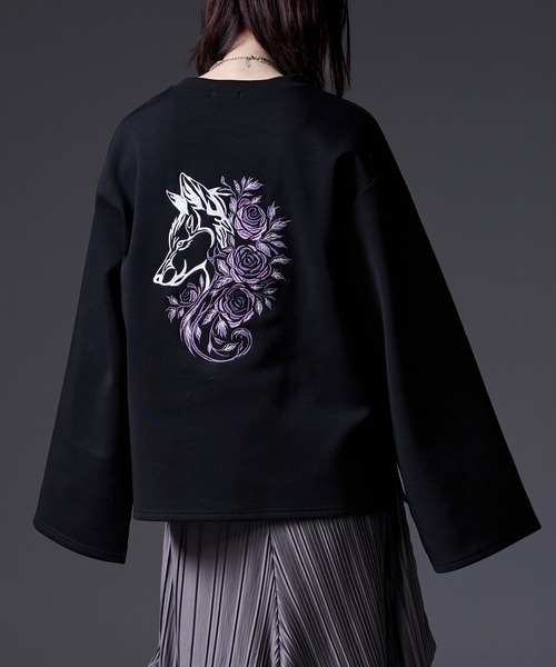 Ellno Loset(エルノロゼット)の「ウルフローズ刺繍ロンT(Tシャツ/カットソー・メンズ・ブラック/オフホワイト・SMALL/MEDIUM/LARGE)」の14枚目の写真