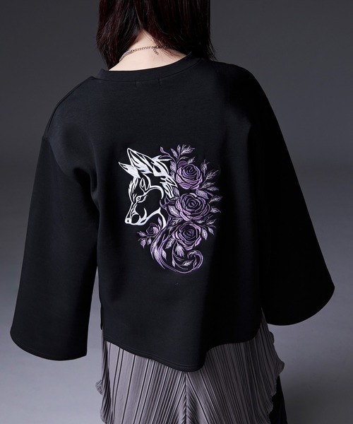 Ellno Loset(エルノロゼット)の「ウルフローズ刺繍ロンT(Tシャツ/カットソー・メンズ・ブラック/オフホワイト・SMALL/MEDIUM/LARGE)」の15枚目の写真