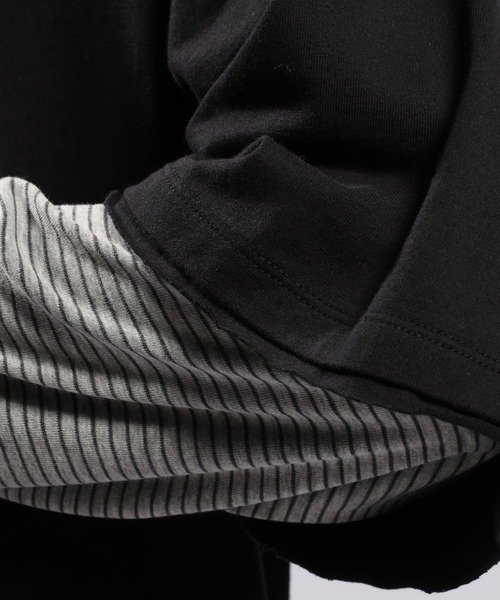 RAGEBLUE（レイジブルー）の「STRIPED SLEEVE FAKE LAYERED LONG SLEEVE T-SHIRT/袖ボーダーフェイクレイヤードロンT（Tシャツ/カットソー・メンズ・グレー/ブラック・MEDIUM/LARGE）」の21枚目の写真