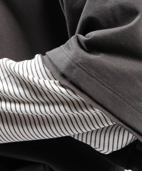 RAGEBLUE（レイジブルー）の「STRIPED SLEEVE FAKE LAYERED LONG SLEEVE T-SHIRT/袖ボーダーフェイクレイヤードロンT（Tシャツ/カットソー・メンズ・グレー/ブラック・MEDIUM/LARGE）」の22枚目の写真