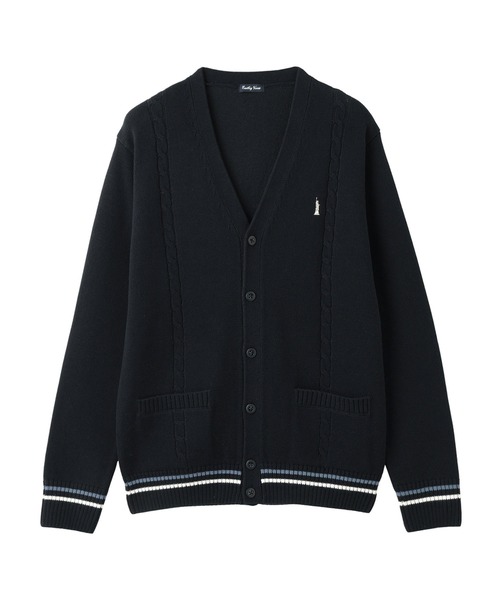 EASTBOY（イーストボーイ）の「カーディガン 綿×裏暖 プレーティング 7G ケーブル編 ライン入り 制服 スクールニット 中学生 高校生（カーディガン/ボレロ・キッズ・ネイビー/チャコール・11号/9号）」の9枚目の写真