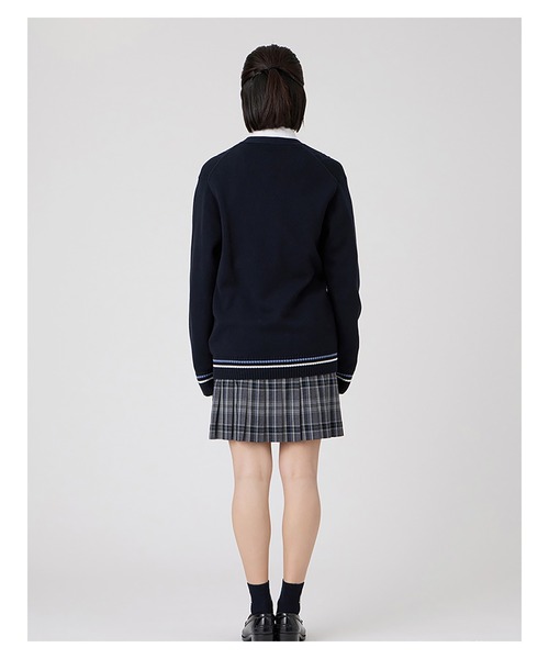EASTBOY（イーストボーイ）の「カーディガン 綿×裏暖 プレーティング 7G ケーブル編 ライン入り 制服 スクールニット 中学生 高校生（カーディガン/ボレロ・キッズ・ネイビー/チャコール・11号/9号）」の8枚目の写真