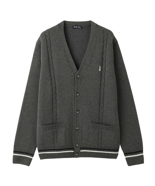 EASTBOY（イーストボーイ）の「カーディガン 綿×裏暖 プレーティング 7G ケーブル編 ライン入り 制服 スクールニット 中学生 高校生（カーディガン/ボレロ・キッズ・ネイビー/チャコール・11号/9号）」の17枚目の写真