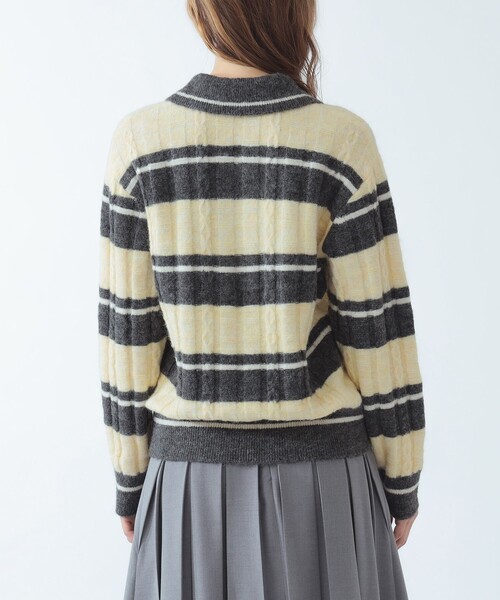 Ray BEAMS(レイビームス)の「ワイド ボーダー ポロ ニット(ニット/セーター・レディース・サックスブルー/クリーム・ONE SIZE)」の9枚目の写真