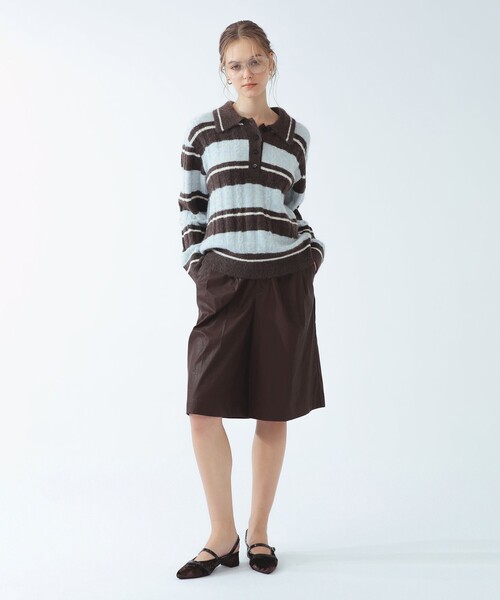 Ray BEAMS(レイビームス)の「ワイド ボーダー ポロ ニット(ニット/セーター・レディース・サックスブルー/クリーム・ONE SIZE)」の13枚目の写真