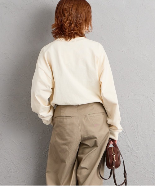 JEANS FACTORY （ジーンズファクトリー）の「[GYMPHLEX/ジムフレックス] ワンポイントロゴ刺繍 クルーネックロンT（Tシャツ/カットソー・レディース・ライトグレー/キナリ/グレー/ネイビー/ターコイズブルー・S/M/L）」の19枚目の写真