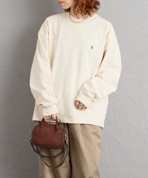 JEANS FACTORY （ジーンズファクトリー）の「[GYMPHLEX/ジムフレックス] ワンポイントロゴ刺繍 クルーネックロンT（Tシャツ/カットソー・レディース・ライトグレー/キナリ/グレー/ネイビー/ターコイズブルー・S/M/L）」の22枚目の写真