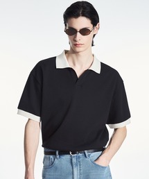 TNGT（ティーエヌジーティー）の「TNGT(ティーエヌジーティー)Kinoshita 配色スリットネックTシャツ（Tシャツ/カットソー）」