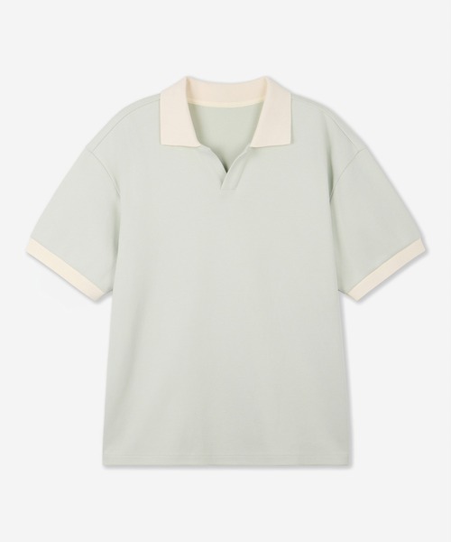 TNGT(ティーエヌジーティー)の「TNGT(ティーエヌジーティー)Kinoshita 配色スリットネックTシャツ(Tシャツ/カットソー・メンズ・ライトグリーン/ブラック・L/M)」の15枚目の写真