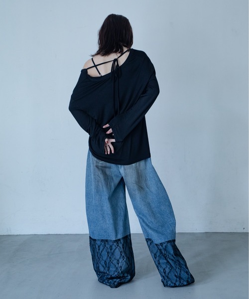 VACANCY（ヴァカンシー）の「バックオープンオーバーシアートップス/2WAY（Tシャツ/カットソー・レディース・ブラック/ホワイト/ブルー・FREE）」の17枚目の写真