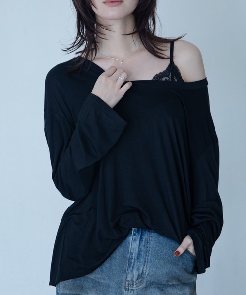VACANCY（ヴァカンシー）の「バックオープンオーバーシアートップス/2WAY（Tシャツ/カットソー・レディース・ブラック/ホワイト/ブルー・FREE）」の5枚目の写真