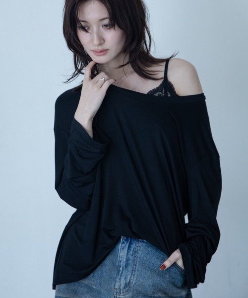 VACANCY（ヴァカンシー）の「バックオープンオーバーシアートップス/2WAY（Tシャツ/カットソー・レディース・ブラック/ホワイト/ブルー・FREE）」の7枚目の写真