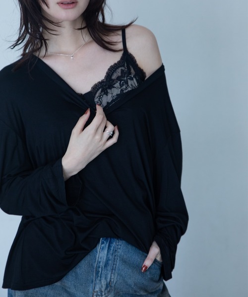 VACANCY（ヴァカンシー）の「バックオープンオーバーシアートップス/2WAY（Tシャツ/カットソー・レディース・ブラック/ホワイト/ブルー・FREE）」の8枚目の写真