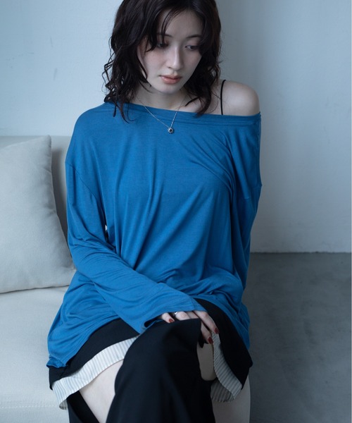 VACANCY（ヴァカンシー）の「バックオープンオーバーシアートップス/2WAY（Tシャツ/カットソー・レディース・ブラック/ホワイト/ブルー・FREE）」の20枚目の写真