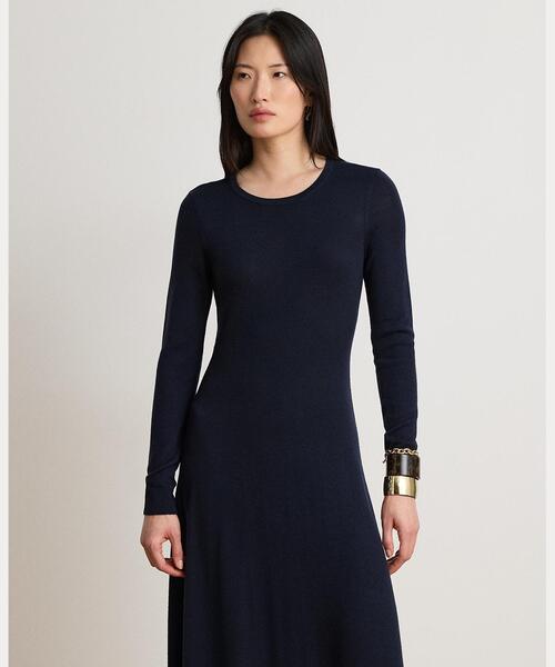 LAUREN RALPH LAUREN（ローレン ラルフ ローレン）の「ウール クルーネック セーター ドレス（ワンピース・レディース・ネイビー系1・XXS/XS/L/M/S）」の6枚目の写真
