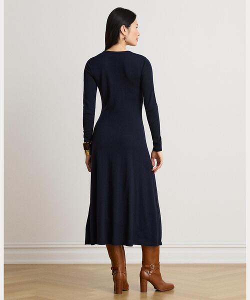 LAUREN RALPH LAUREN（ローレン ラルフ ローレン）の「ウール クルーネック セーター ドレス（ワンピース・レディース・ネイビー系1・XXS/XS/L/M/S）」の5枚目の写真