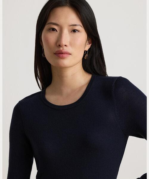 LAUREN RALPH LAUREN（ローレン ラルフ ローレン）の「ウール クルーネック セーター ドレス（ワンピース・レディース・ネイビー系1・XXS/XS/L/M/S）」の4枚目の写真