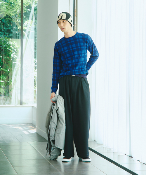 JOURNAL STANDARD(ジャーナルスタンダード)の「カラー チェック サーマル ロンT(Tシャツ/カットソー・メンズ・ネイビー/レッド・MEDIUM/LARGE)」の3枚目の写真