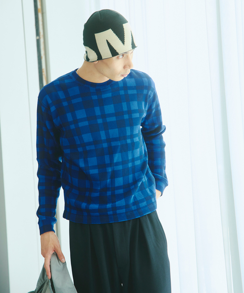 JOURNAL STANDARD(ジャーナルスタンダード)の「カラー チェック サーマル ロンT(Tシャツ/カットソー・メンズ・ネイビー/レッド・MEDIUM/LARGE)」の8枚目の写真