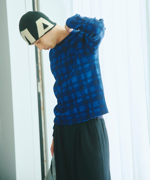 JOURNAL STANDARD(ジャーナルスタンダード)の「カラー チェック サーマル ロンT(Tシャツ/カットソー・メンズ・ネイビー/レッド・MEDIUM/LARGE)」の9枚目の写真