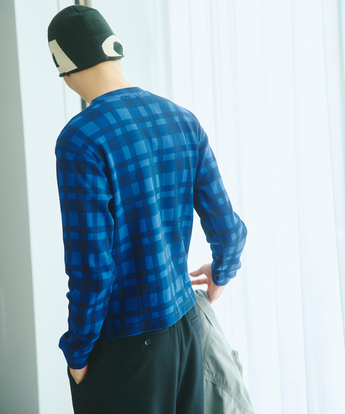 JOURNAL STANDARD(ジャーナルスタンダード)の「カラー チェック サーマル ロンT(Tシャツ/カットソー・メンズ・ネイビー/レッド・MEDIUM/LARGE)」の10枚目の写真