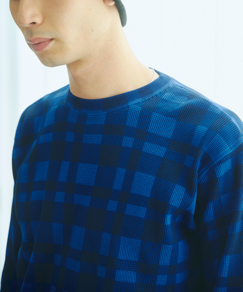 JOURNAL STANDARD(ジャーナルスタンダード)の「カラー チェック サーマル ロンT(Tシャツ/カットソー・メンズ・ネイビー/レッド・MEDIUM/LARGE)」の13枚目の写真